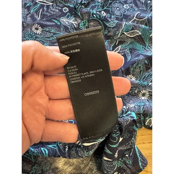 Anthropologie Maeve Floral Button Up Blouse Boho Size L Pleated Ruffles Peasant - Picture 11 of 13